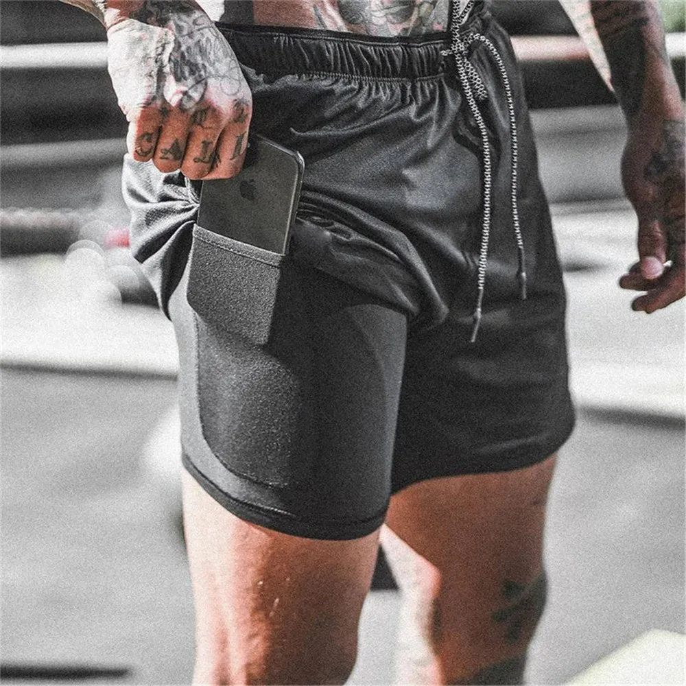 2-in-1 Secure Pocket Shorts - Training Quick Dry Beach Short Pants