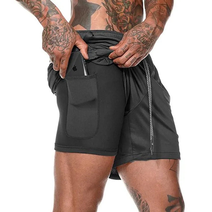 2-in-1 Secure Pocket Shorts - Training Quick Dry Beach Short Pants