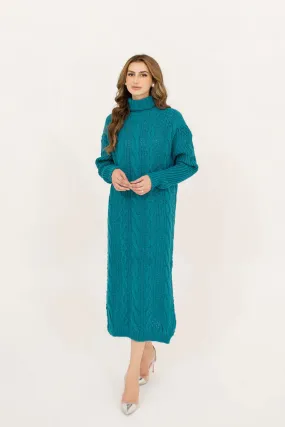 Autumn Winter '23 - Rosy Cable Knit Dress Teal