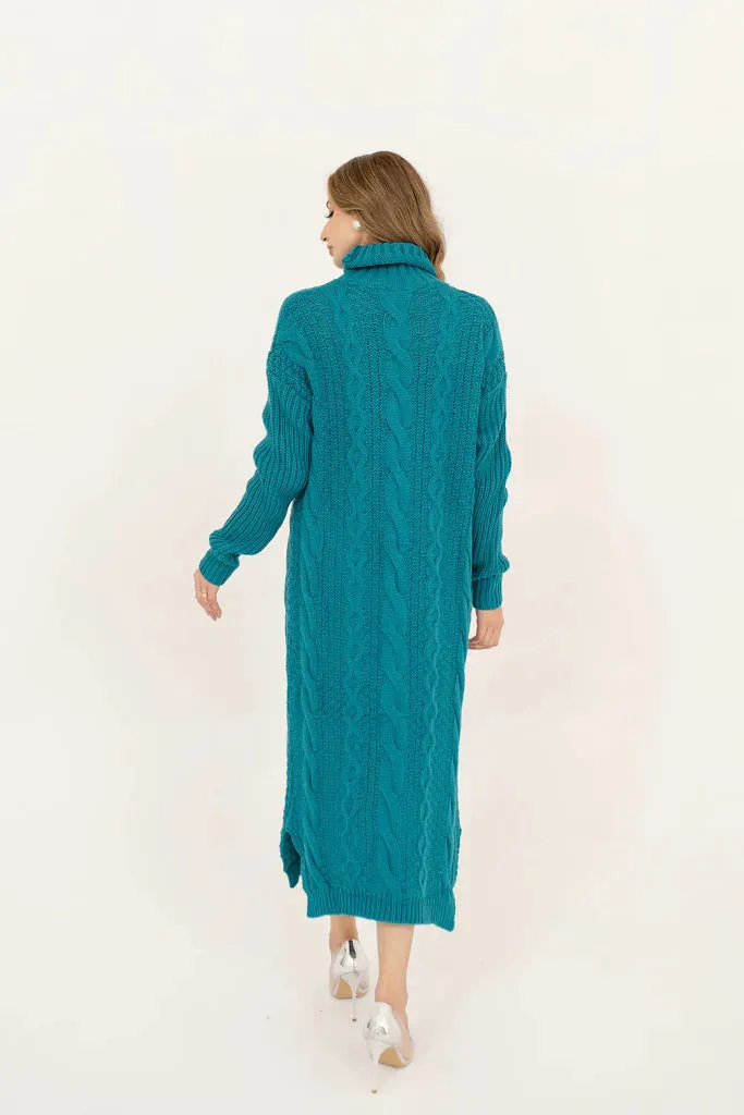 Autumn Winter '23 - Rosy Cable Knit Dress Teal