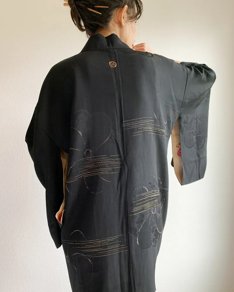 Black with Aurora Glitter Thread Haori Kimono Jacket