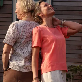 Blouse Eulalie manches courtes - coton tressé corail