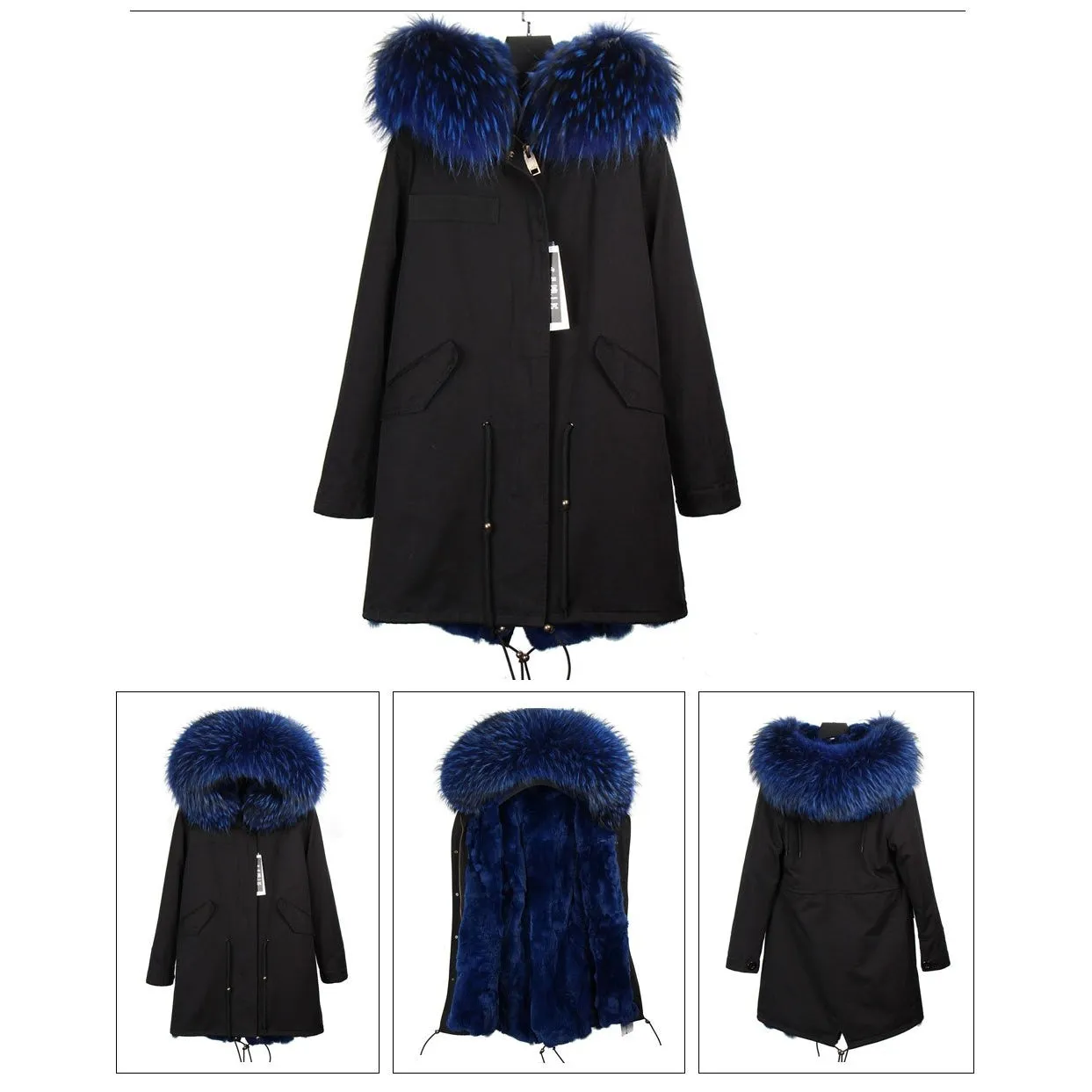 Blue Fur Black Parka