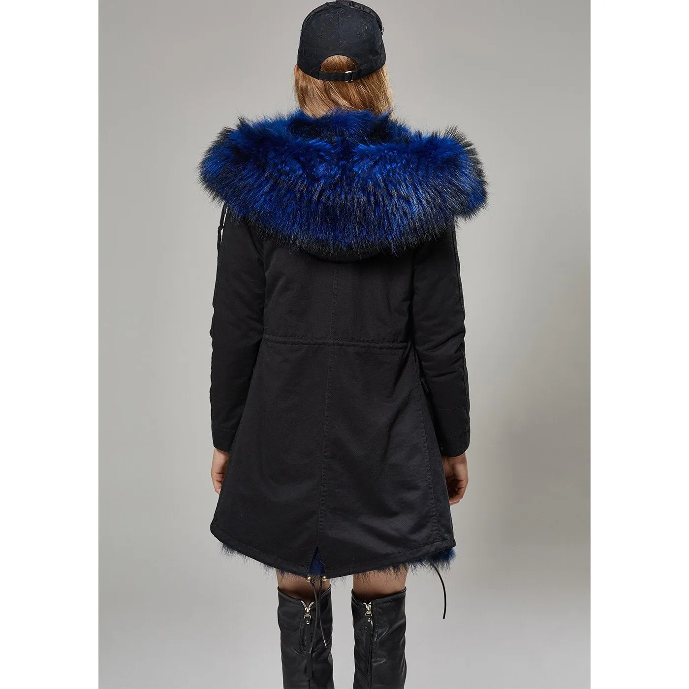 Blue Fur Black Parka