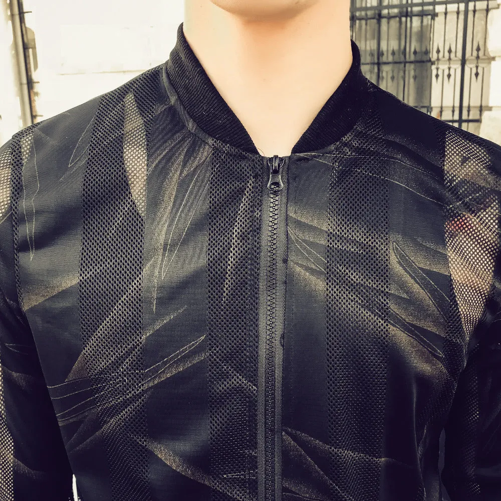 Chalk Scratch Thin Semi Transparent Men Slim Fit Jacket