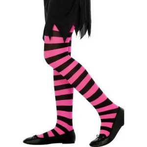 Child's Black and Fuchsia Striped Tights