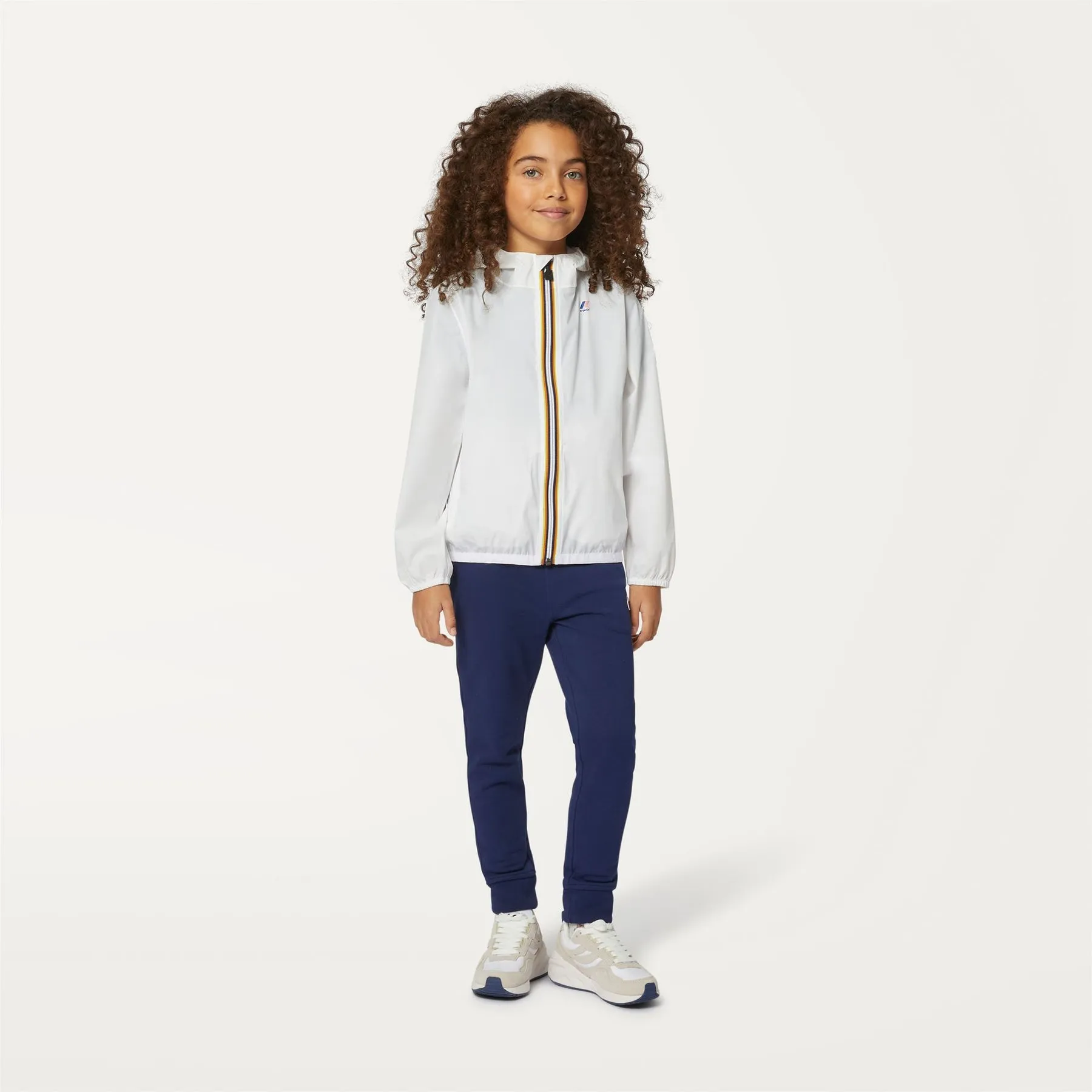 Claude - Kids Packable Full Zip Rain Jacket in White