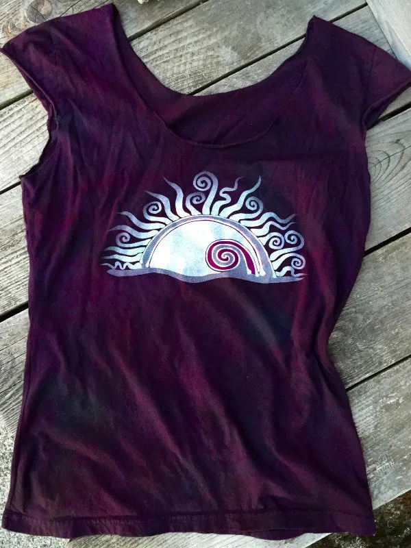 Dark Berry Sunset Batik and Print Tee