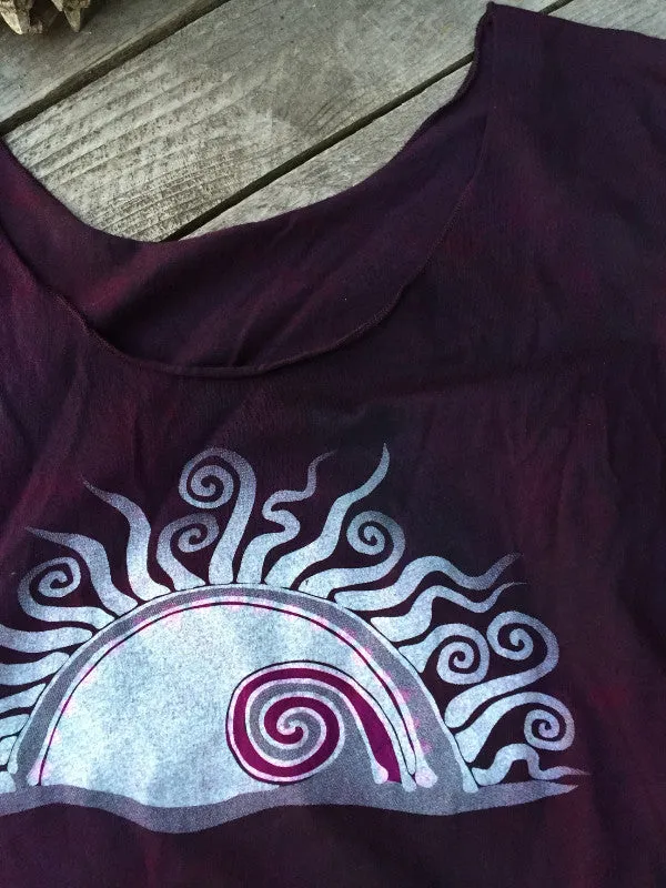 Dark Berry Sunset Batik and Print Tee