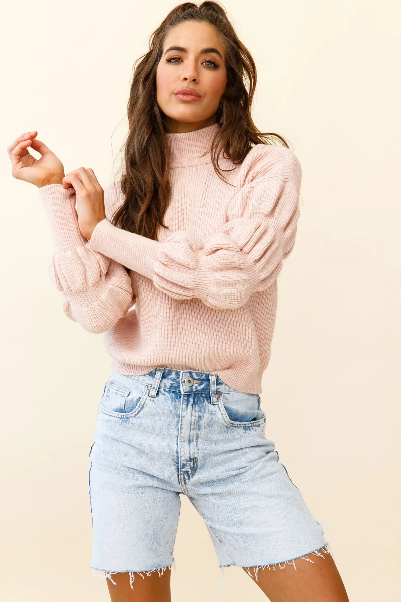 Daybreaker Long Sleeve Turtleneck Sweater Pink