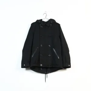 double breasted hooded parka