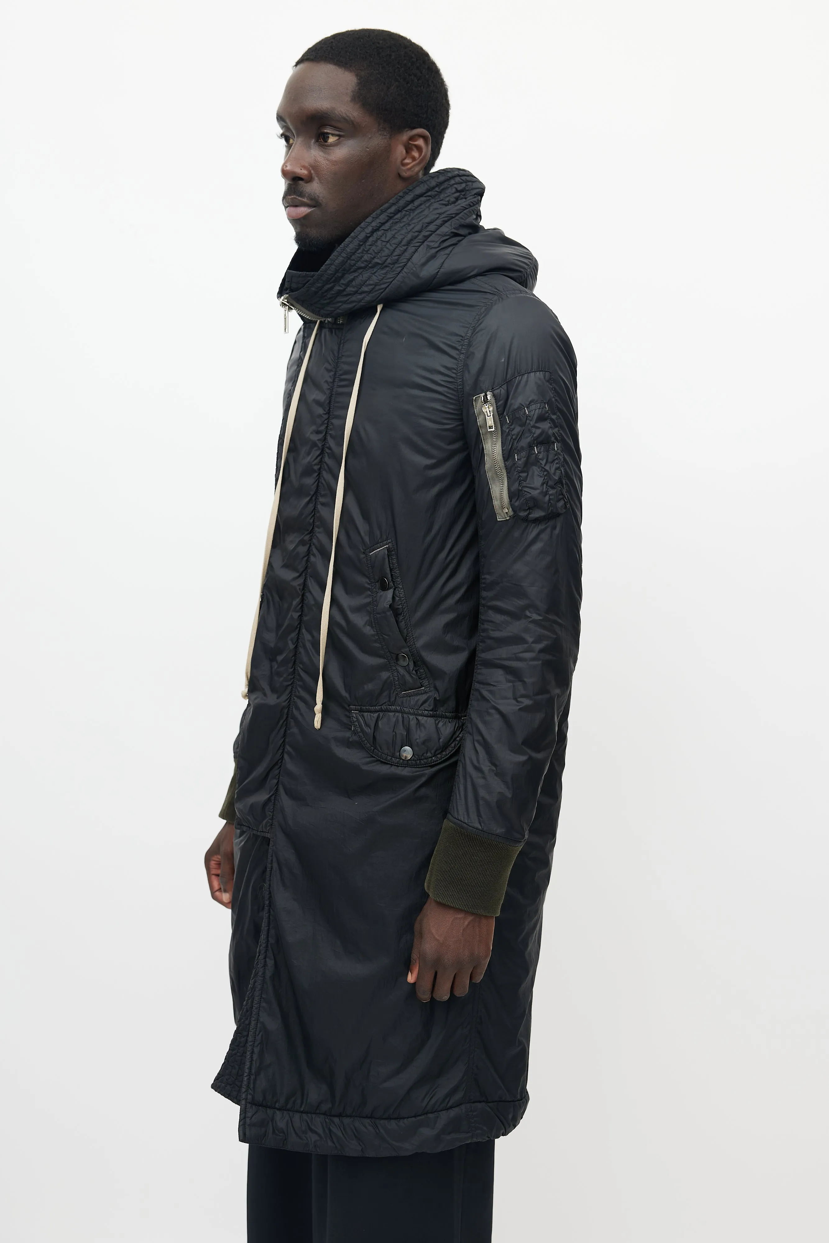 DRKSHDW Black Nylon Hooded Parka