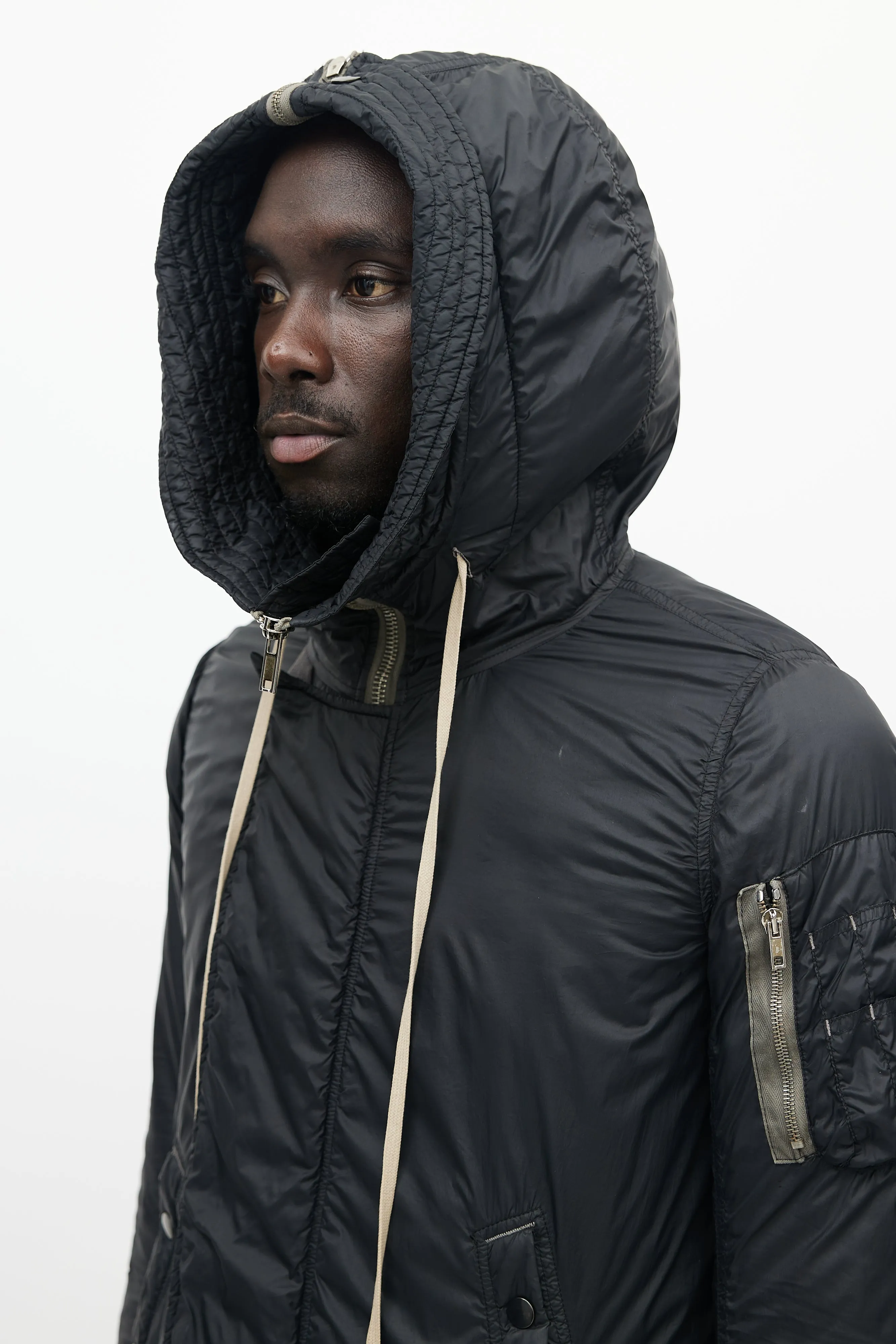 DRKSHDW Black Nylon Hooded Parka