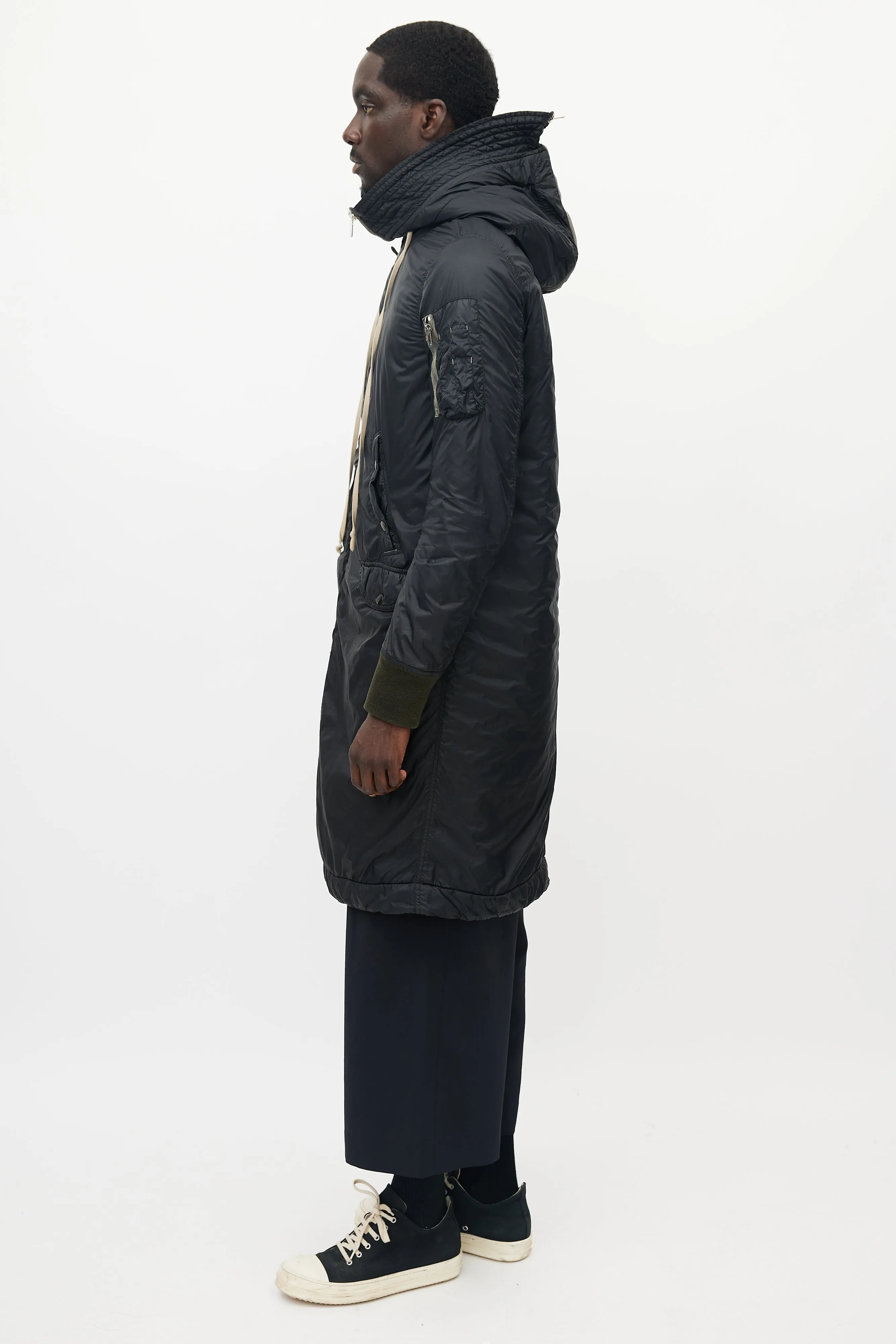 DRKSHDW Black Nylon Hooded Parka