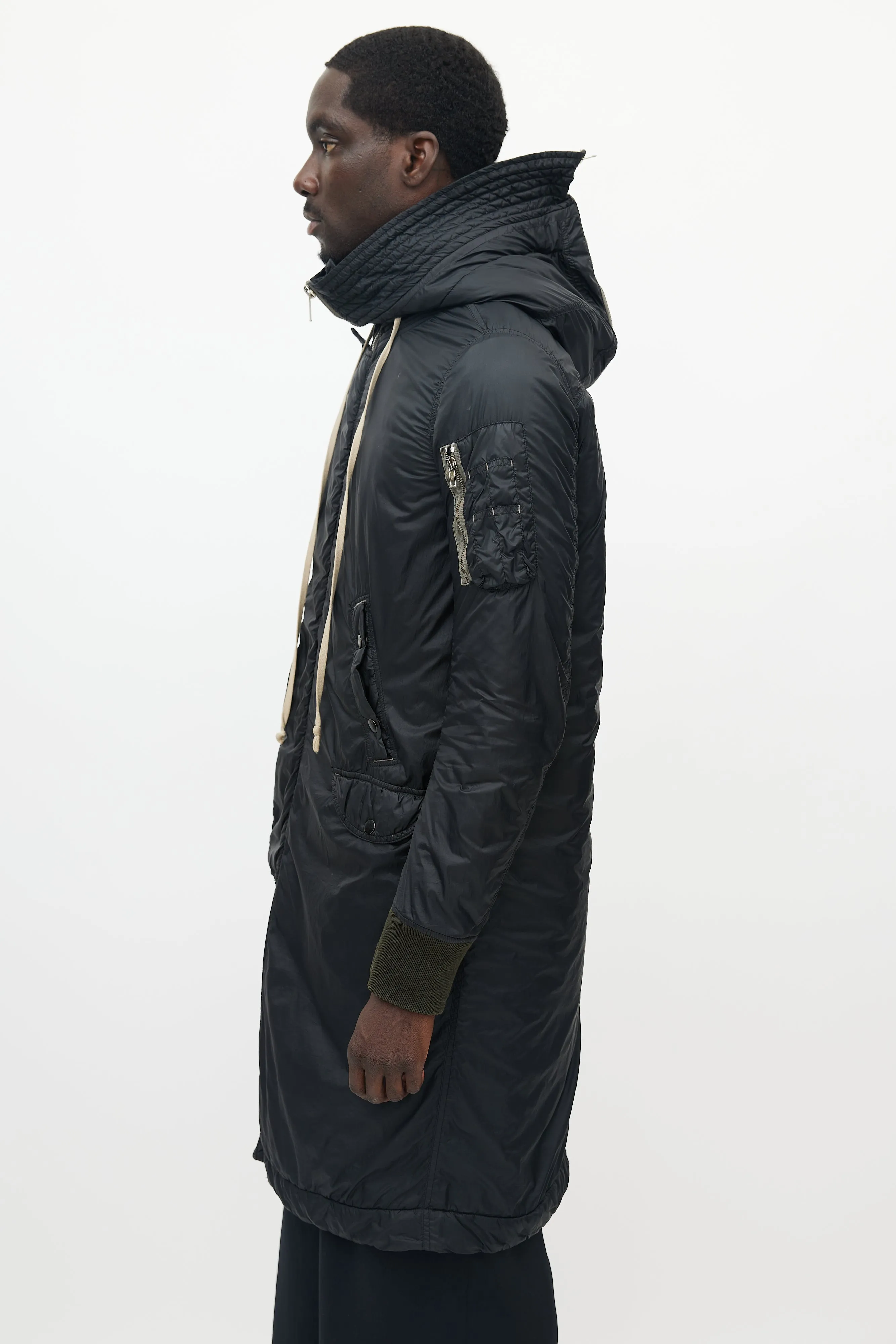 DRKSHDW Black Nylon Hooded Parka