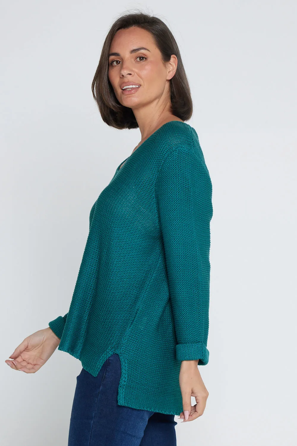 Emmy Cotton Knit Jumper - Teal