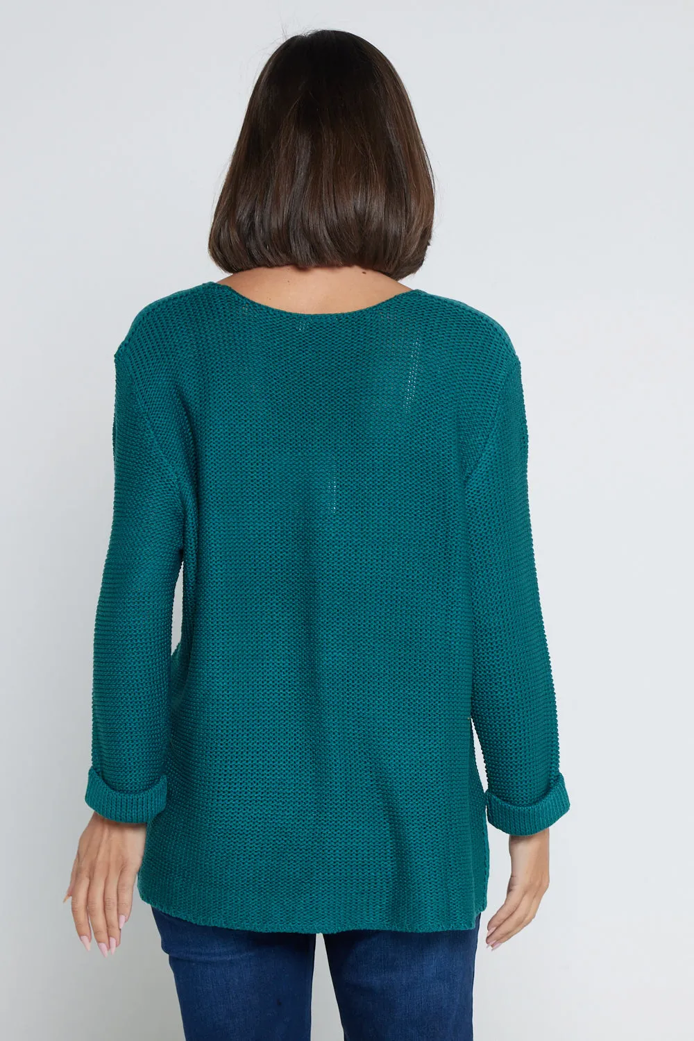 Emmy Cotton Knit Jumper - Teal