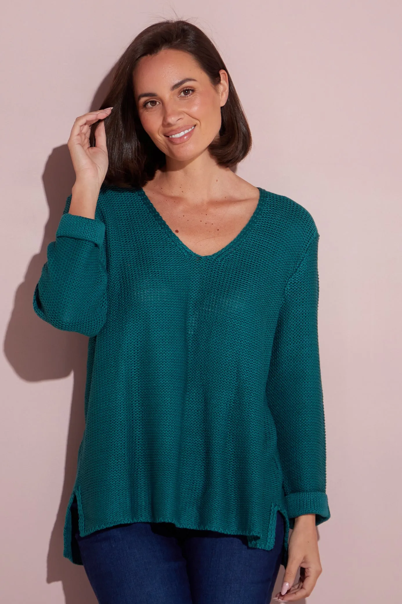 Emmy Cotton Knit Jumper - Teal