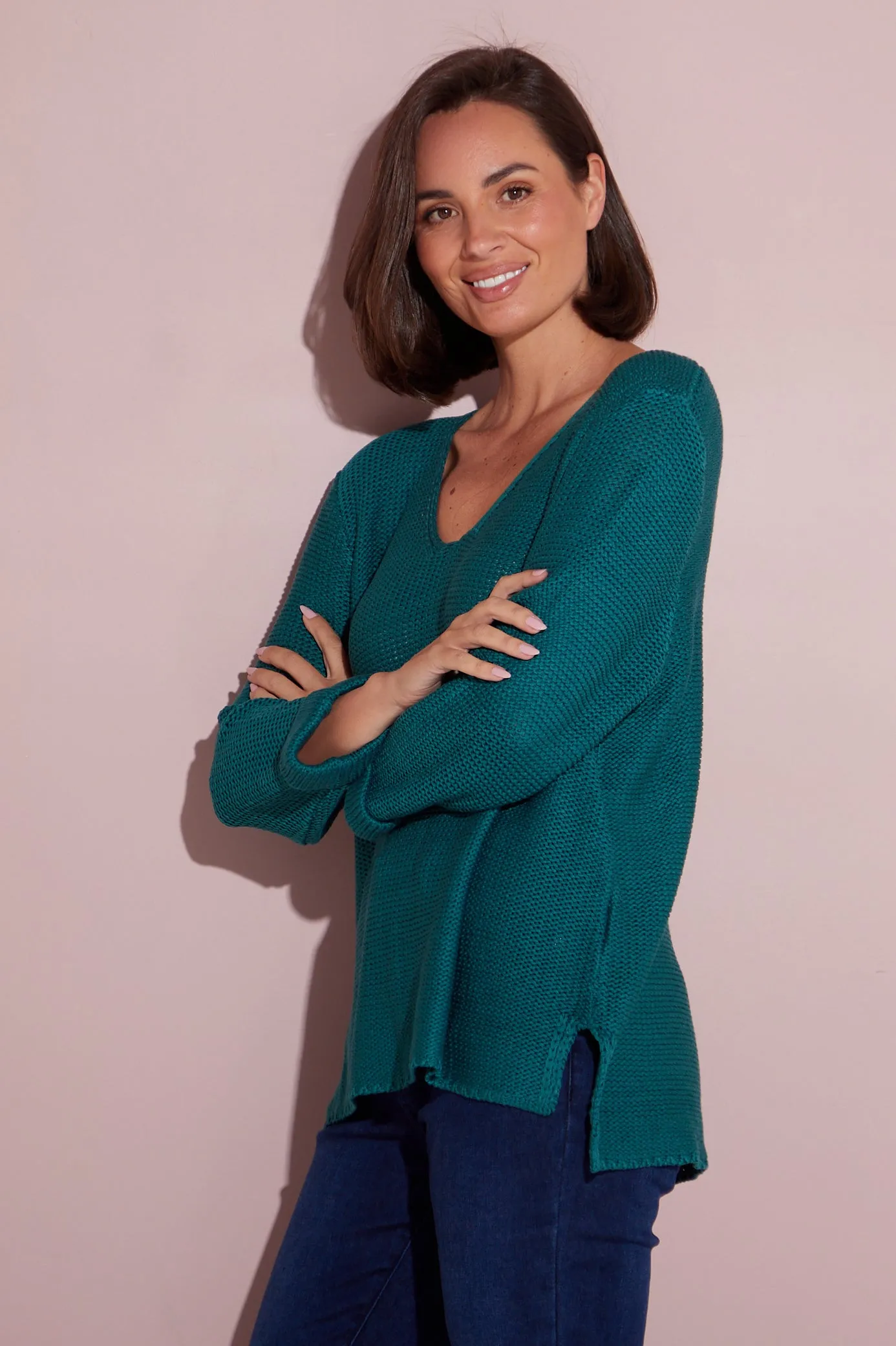 Emmy Cotton Knit Jumper - Teal