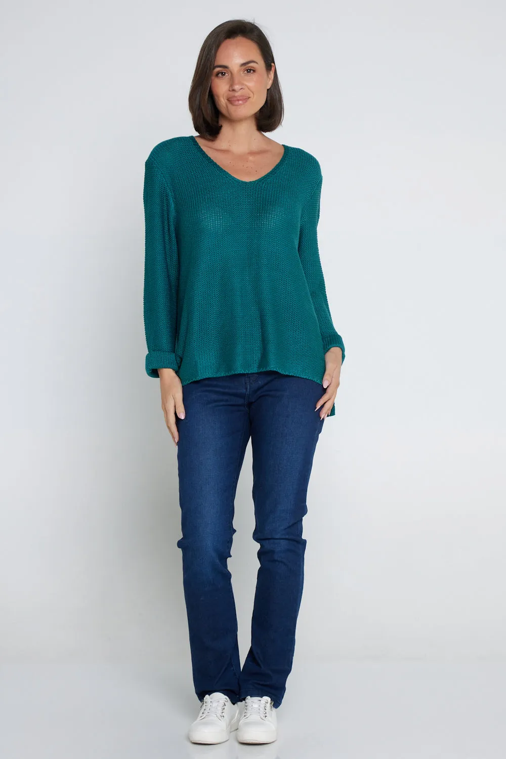 Emmy Cotton Knit Jumper - Teal