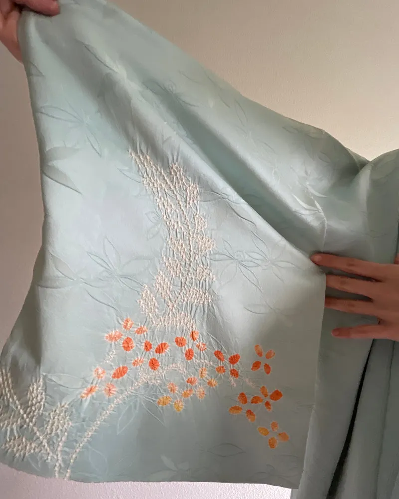 Flower Embroidery and Shibori Haori Kimono Jacket