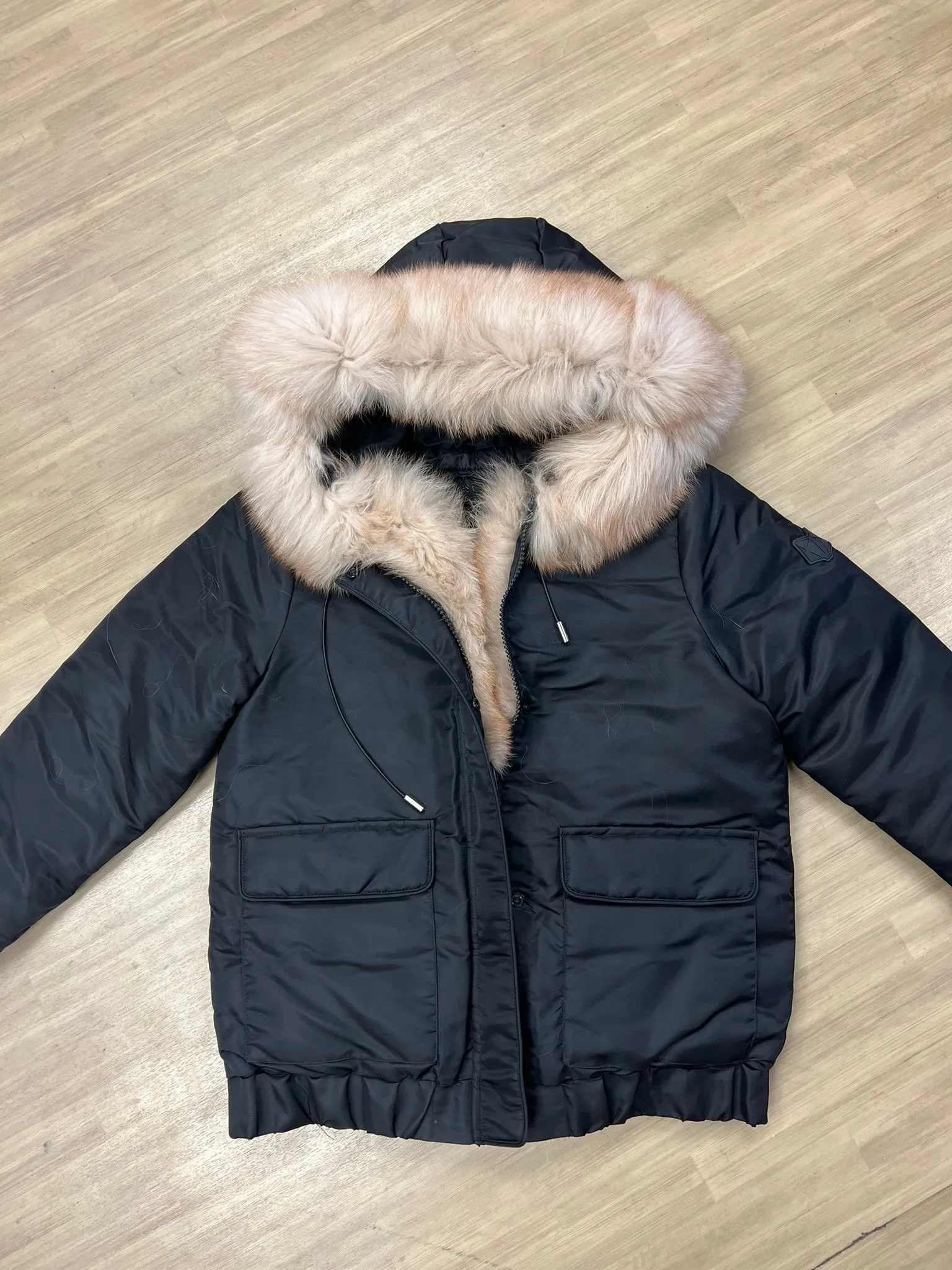 FOX COAT WHOOPI COAT-BLACK-Fox Fur