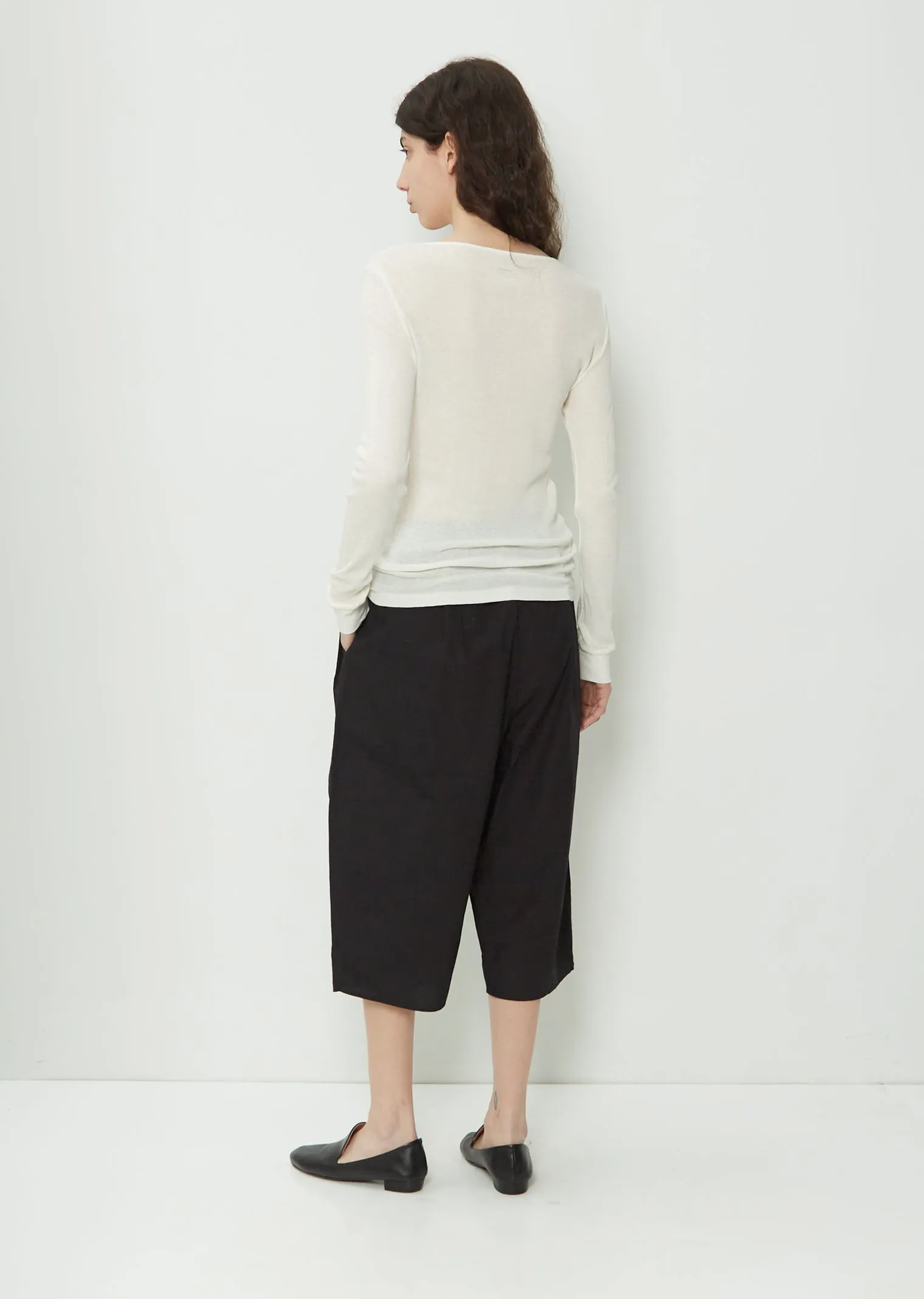 Gathered Cotton Culottes — Black