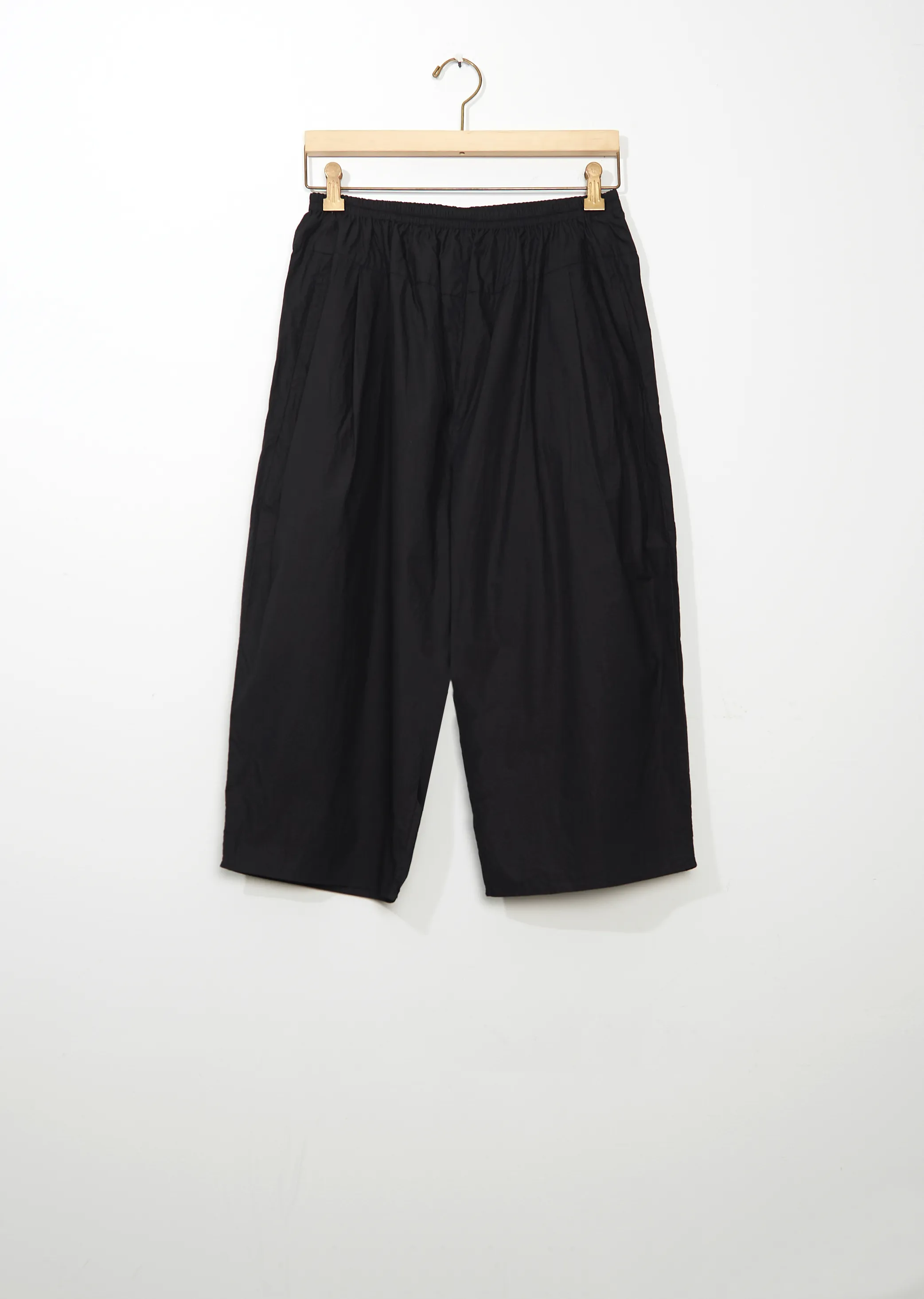 Gathered Cotton Culottes — Black