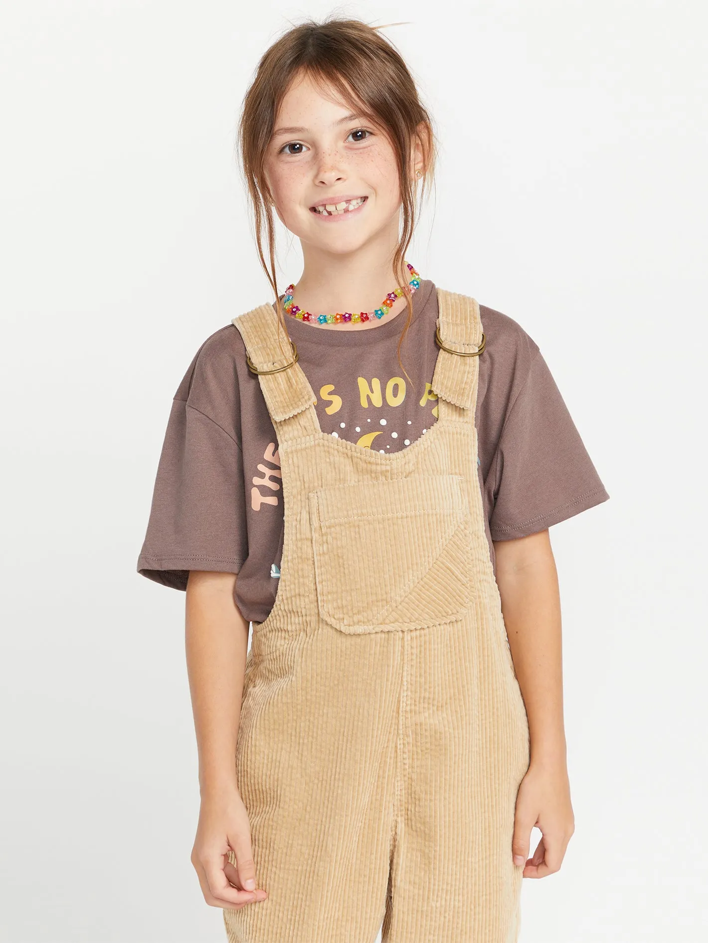 Girls Stone Street Corduroy Overalls - Khaki