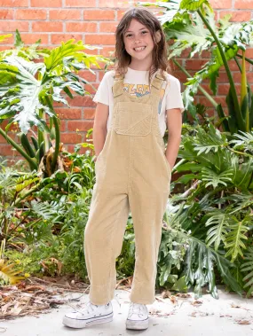 Girls Stone Street Corduroy Overalls - Khaki