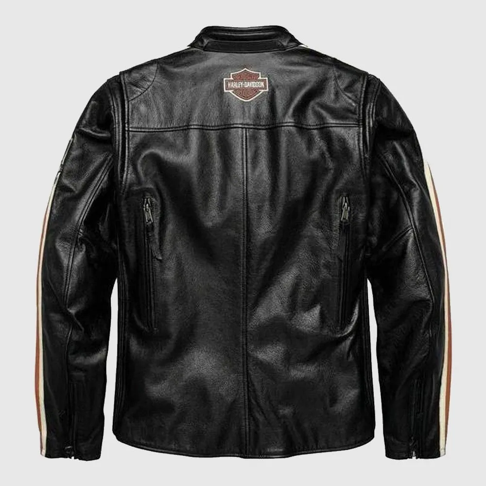 Harley Davidson Sprocket Men’s Genuine Cowhide Leather Motorcycle Jacket