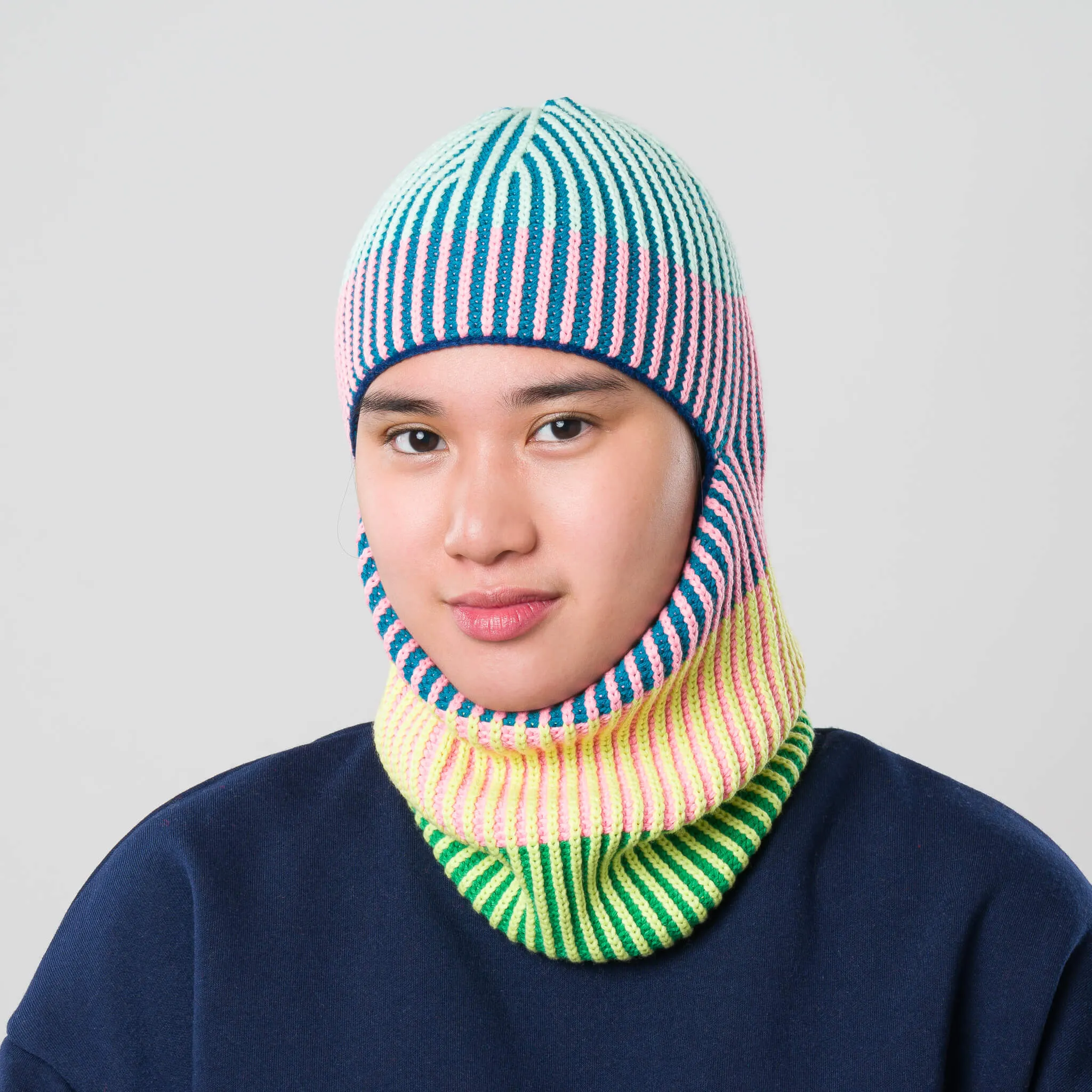 Hi-Low Stripe Knit Balaclava