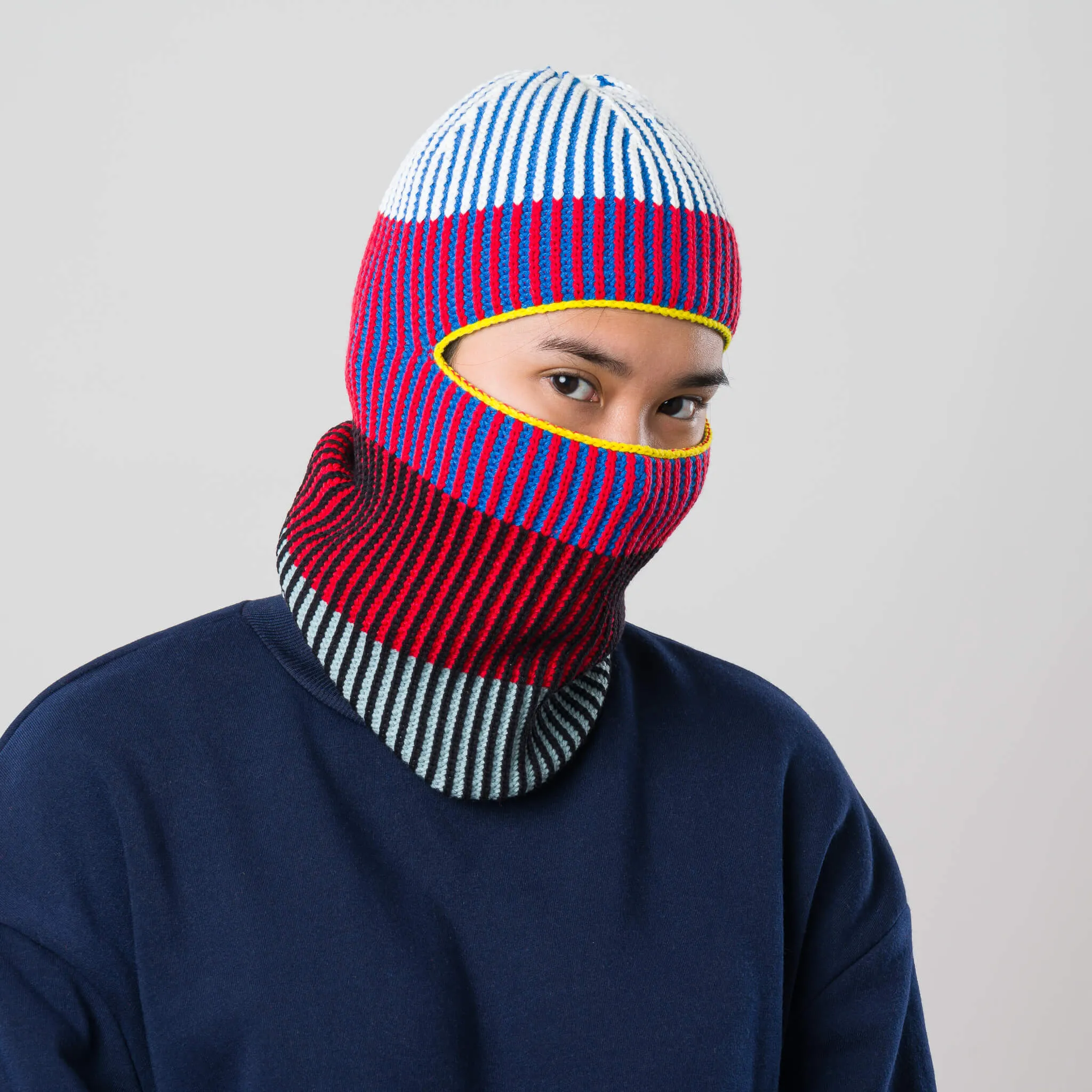 Hi-Low Stripe Knit Balaclava