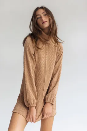 Hilena Caramel | Short Turtleneck Sweater Dress