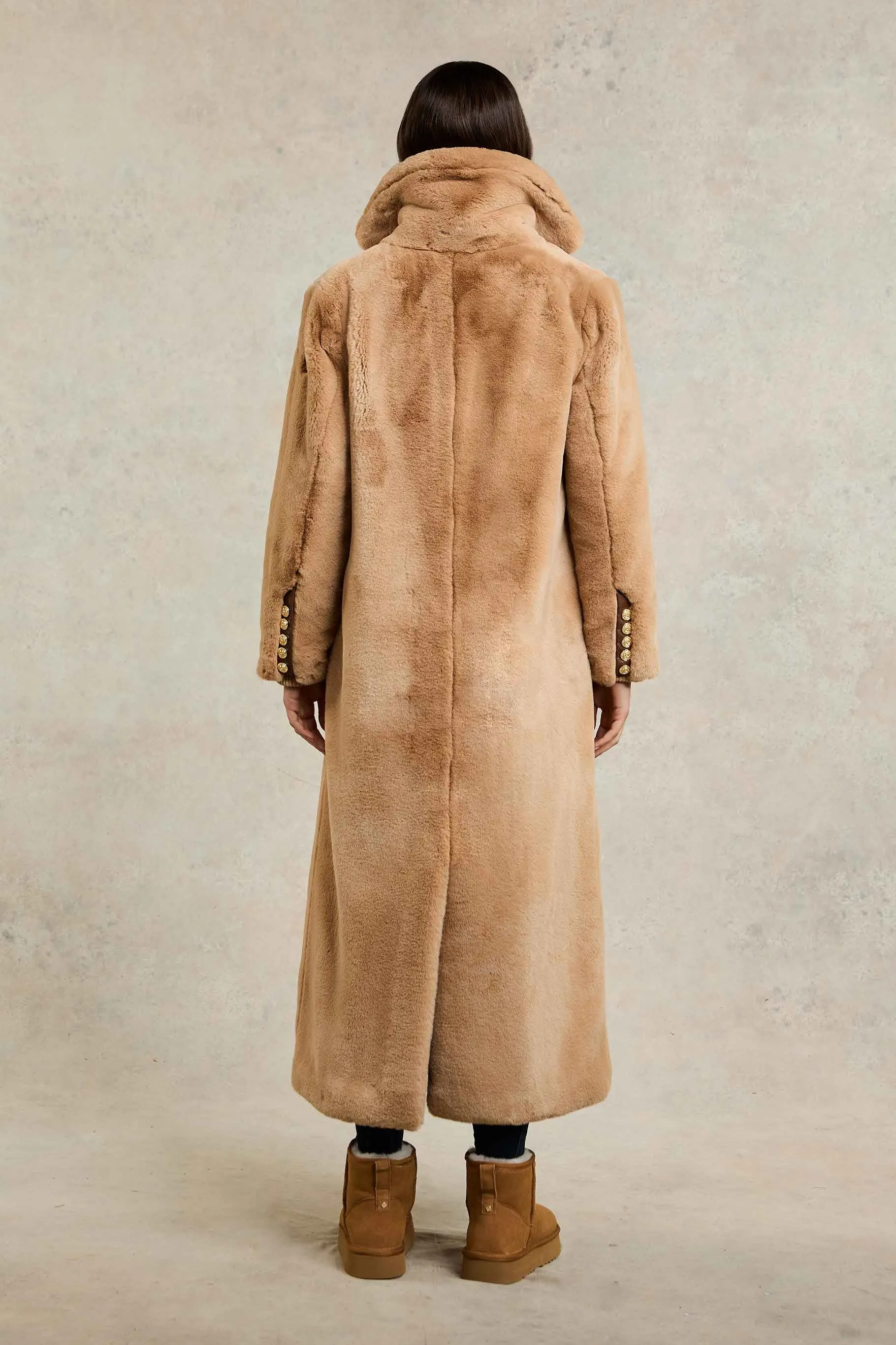 Holland Cooper Asygarth Faux Fur Coat in Natural