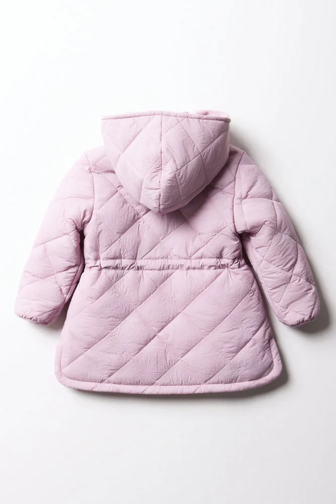 Hooded Quilted Puffer Parka Pink