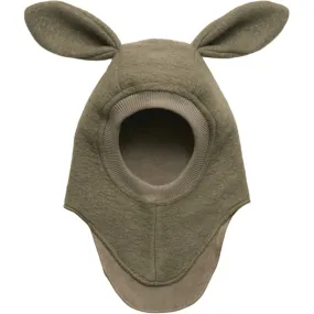 Huttelihut Balaclava Ears Wool Bunny Green Olive