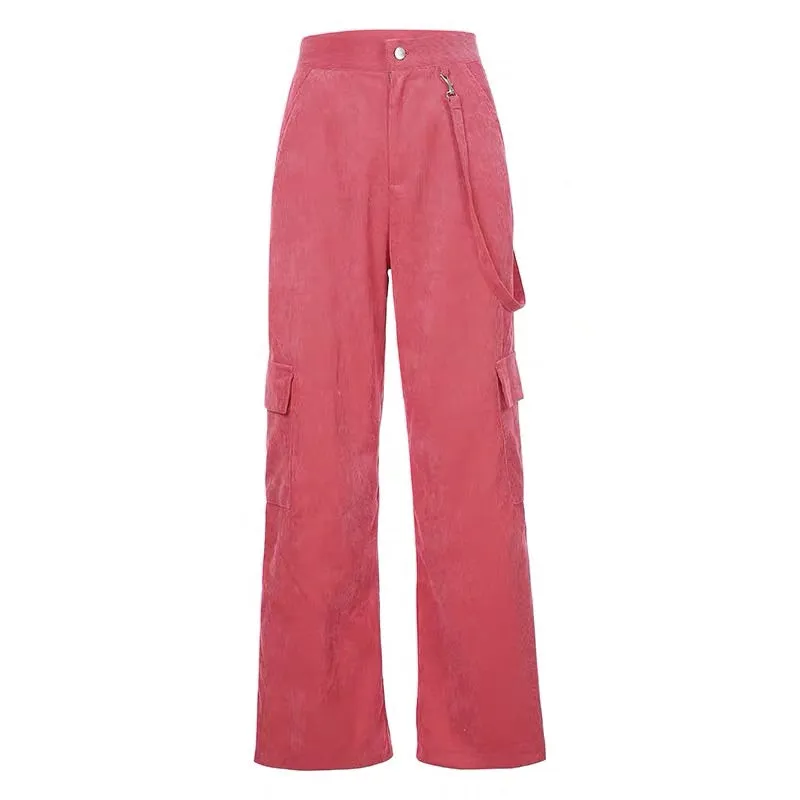 INS STREET FASHION CORDUROY POCKET PANTS BY53001