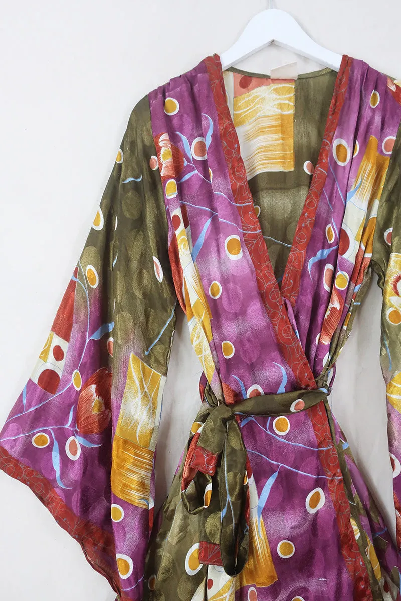 Karina Kimono Jacket - Vintage Sari - Mellow Cosmic Jam - Free Size L