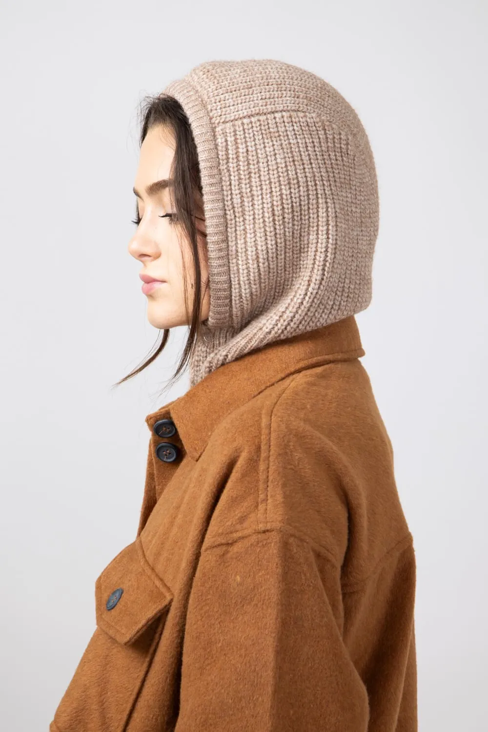 Knit Sweater Balaclava in Camel | YCN220146-CAMEL