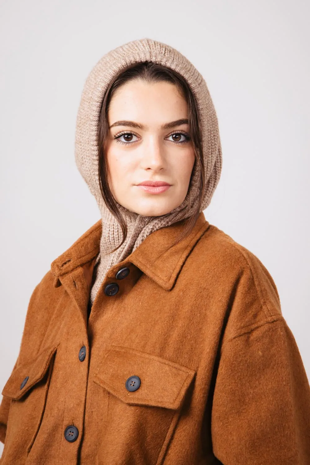 Knit Sweater Balaclava in Camel | YCN220146-CAMEL