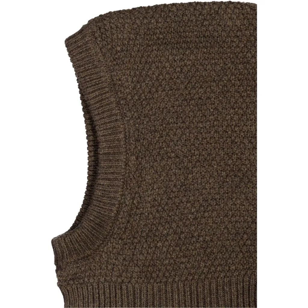 Knitted Balaclava Pomi - brown melange