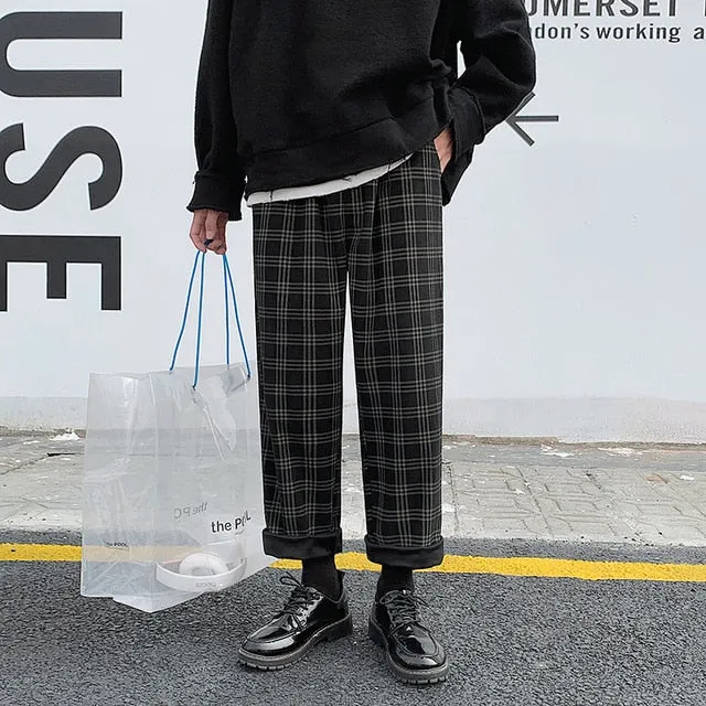 [Korean Style] Corduroy Retro Casual Plaid Pants