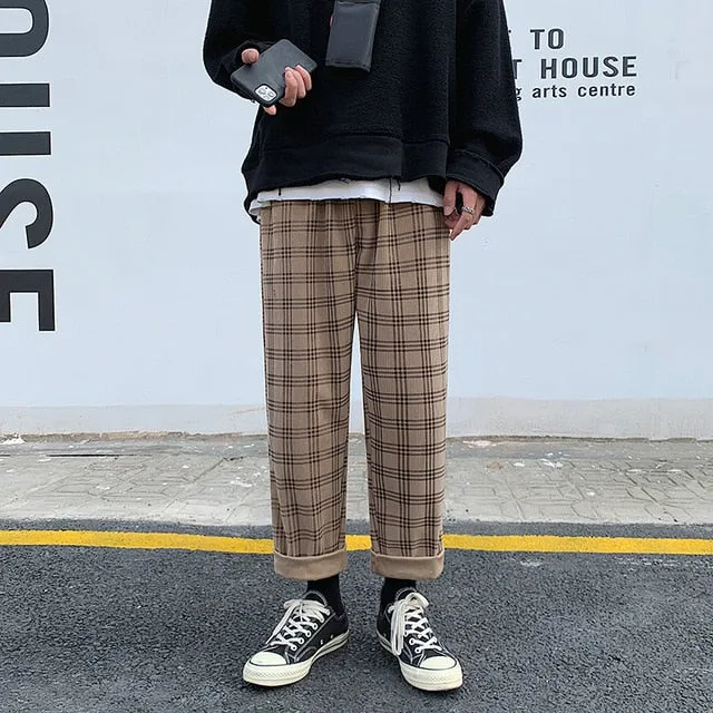 [Korean Style] Corduroy Retro Casual Plaid Pants