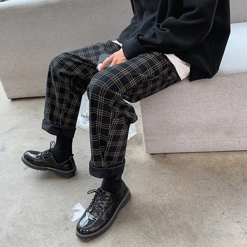 [Korean Style] Corduroy Retro Casual Plaid Pants