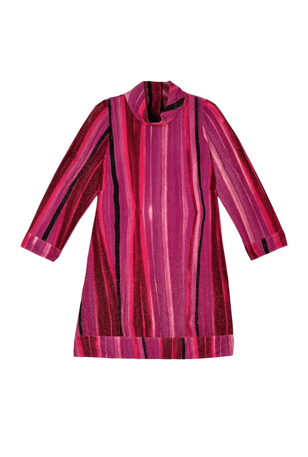 Long Sleeve Mod Dress- Fuchsia Lurex