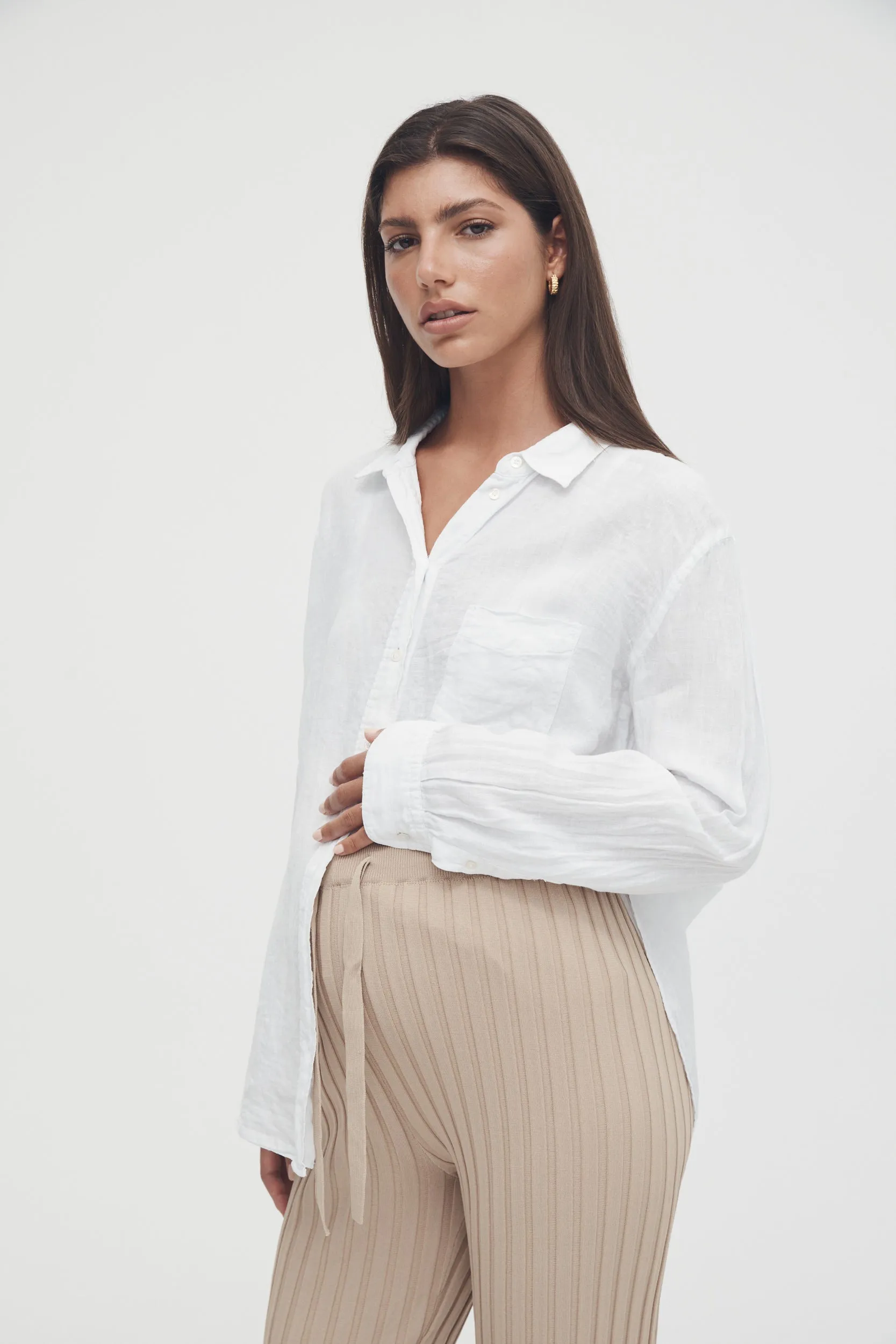 Luxe Rib Pant (Latte) - FINAL SALE