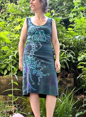 Magnificent Teal Tree Handmade Batik Dress - Size M