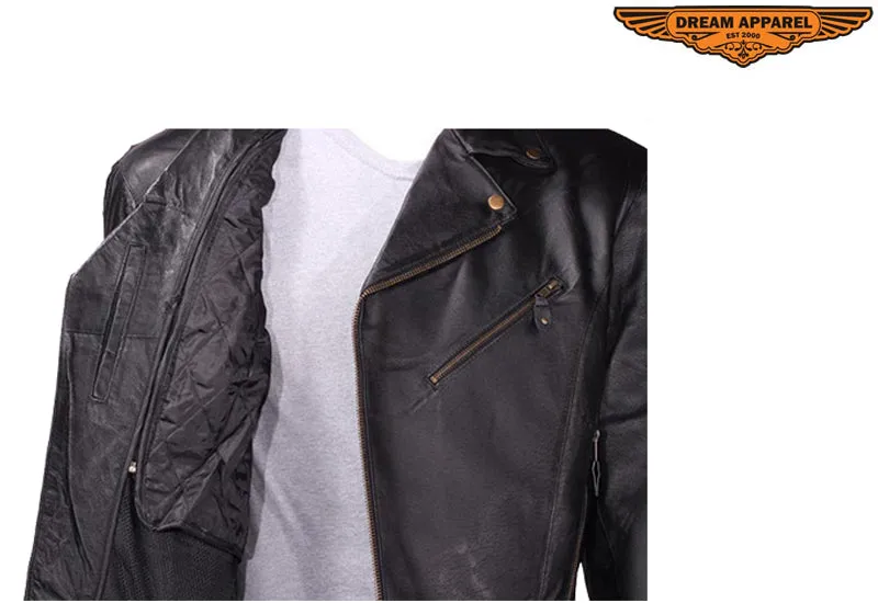 Mens Racer Style Motorcycle Jacket