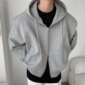 Men's Sweatshirt Jackets Casual Patchwork Double-deck Shoulder Design Solid Color Male Hoodies Spring Stylish 9C4869